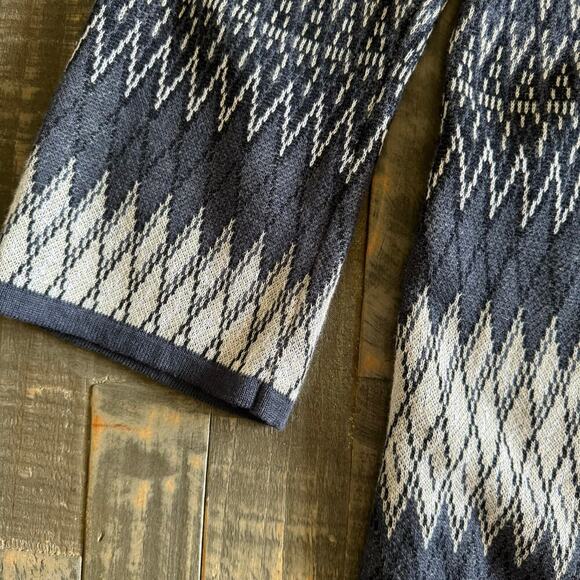 Pendleton Linen Navy Blue Aztec Style Print One Button Cardigan Size S - Picture 7 of 8